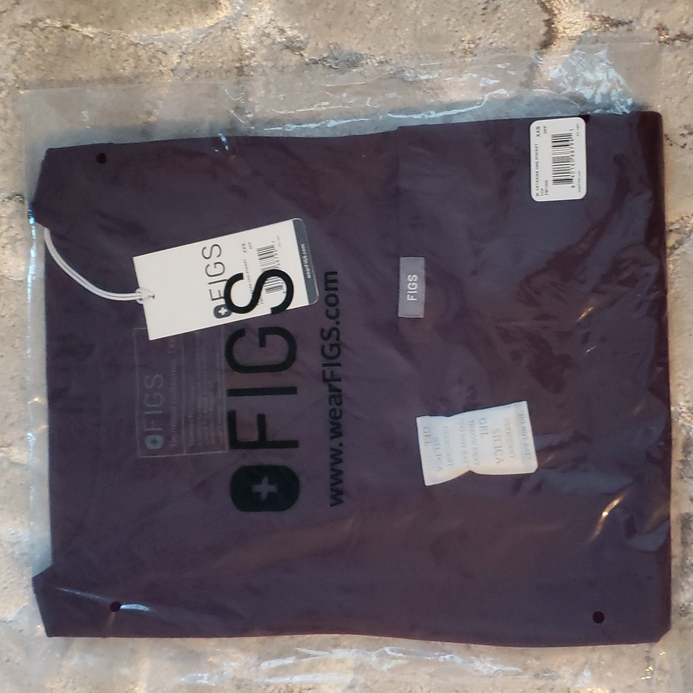 Figs Deep Purple Catarina Scrub Top XXS Brand New